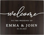 Andaz Press Large Wooden Welcome Sign for Wedding, Rustic Welcome Sign 16" x 20" Custom Names & Date, Woodland Wedding Signage, Dark Walnut MDF Wood Finish Wedding Reception Indoor Outdoor Signs