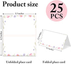 25 Pack Flower Place Cards, Editable Name Cards for Table Setting, Tent Cards Food Label for Dinner Party, Bridal Shower, Wedding, Baby Shower and Events -T06