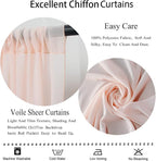 DUOBAO Chiffon Backdrop Curtains 2 Panels 8FT Voile Curtain Peach 58"x96"Baby Shower Background Wide 150cm x 240cm Length Sheer Drapes for Wedding Bedroom Window,Party Decor