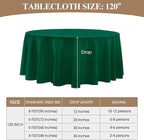 Round Tablecloth 120 Inch 6 Pack Dark Green Tablecloths Washable Decorative Linen Polyester Table Clothes Cover for Dining Table Banquets Buffet Parties and Wedding