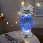 YAKii 9.5" Pineapple LED Color Changing Shine Lamp,Swirling Water Waves Lamp Kid Safe Battery/USB Cable Operated,Table Lamp Candle Holder Table Decoration Silver(Pack of 2)