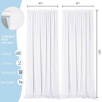 Sugargirl 10x10FT White Backdrop Curtains Polyester Photo Backdrop Drapes Curtains 2 Panels with Rod Pockets for Party Birthday Wedding Photography Home Decoration