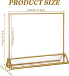 8PCS 6x4 Acrylic Sign Holders with Golden Border, Double-Sided Picture Frames, Clear Gold Table Number Holders for Wedding Reception, Centerpiece, Decoration, Party