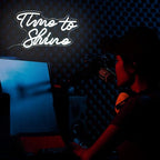 Time To Shine Neon Sign White Led Sign Time To Shine Neon Lights Decor for Lover Dimmable Letter Neon Wall Signs USB Powered with Switch Neon Signs for Wall Decor Party Wedding（16.5’’X10.2’’）