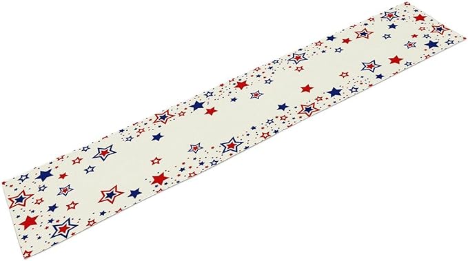 4th of July Table Runner, American Stars Patriotic Independence Day Table Runner for Indoor Outdoor Party Home Kitchen Dining Table Decor, Blue Red, 13x108inch