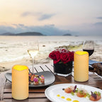Enido Flameless Candles LED Candles Outdoor Waterproof Candles(D: 3" x H: 6") Battery Operated Plastic Pack of 2 Pillar