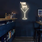 Tini Time Neon Sign, Martini LED Neon Sign for Bars, Elegant Cocktail Glass Neon, Martini Cocktail Bar Wall Decor, Bar Wall Art, Pub neon, 16.5"x8.7", Warm White