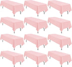 12 Pack 60 x 102 Inch Rectangle Tablecloth Pink Polyester Tablecloth for 6 Feet Rectangle Tables,Washable Fabric Table Cloth for Wedding Dining Table Buffet Parties Camping