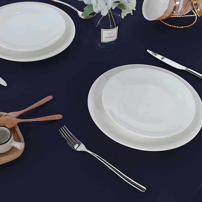 Fitable Rectangle Tablecloth Stain and Wrinkle Resistant Washable Polyester Table Cloth for Buffet Parties and Camping (60x102 inch, Navy Blue)