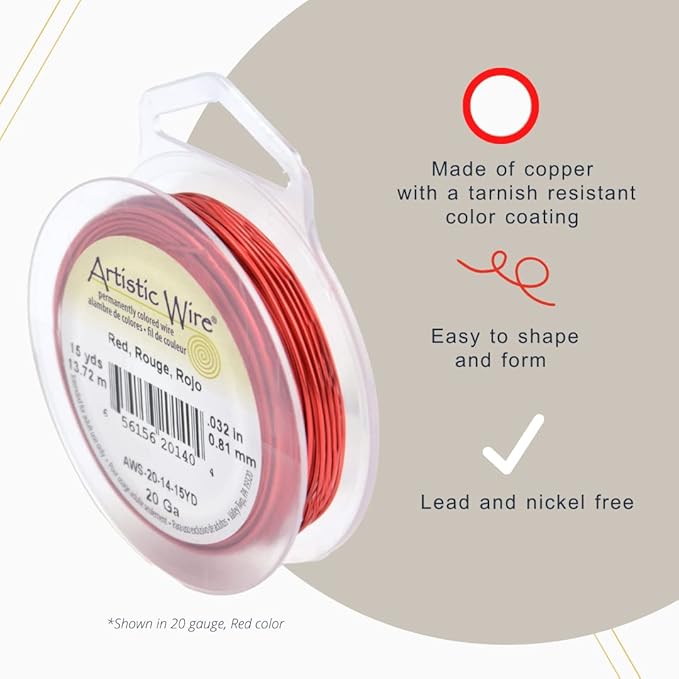Artistic Wire, 24 Gauge Tarnish Resistant Colored Copper Craft Jewelry Wrapping Wire, Olive, 20 yd