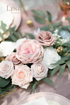 Ling's Moment Flower Garland - 6FT Eucalyptus & Rose - Pink Sweetheart Table Decor for Wedding Reception, Artificial Floral Garland for Mantle, Thanksgiving, Christmas Decoration, Dusty Rose