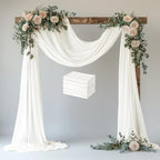 Wedding Arch Draping Fabric 6 Panels 28.7" x 20FT Ivory Sheer Chiffon Backdrop Drapes for Wedding Ceremony Birthday Party Bridal Shower Outdoor Decoration
