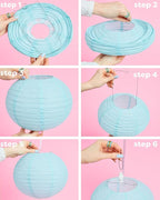 xo, Fetti Blue Coastal Paper Lanterns - 6 pcs. | Beach Party Decorations, Bachelorette Lights, Nautical Birthday Tablescape, Seaside Shower Centerpiece
