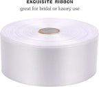 White Solid Satin Ribbon 1-1/2 Inch 50 Yards Solid Polyester Fabric Ribbon for Gift Wrapping Wedding Christmas Baby Shower Birthday Party Decoration Handmade Immortal Flower Craft