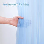 20x10 Blue Tulle Backdrop Curtains for Parties, Sheer Backdrop Curtain Wedding Photo Background Drapes for Baby Shower Photography Birthday Party