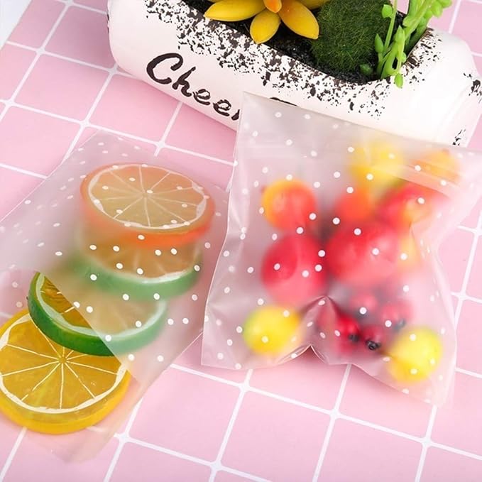 100 Packs Self Sealing Cellophane Treat Bags 5x7 Inches, Searik 4 Mils Resealable Plastic Pastry Cookie Bags with Thank You Labels for Party Gift Giving Bakery Candy Cookie Chocolate
