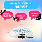 Kandies World UV Reactive Custom Festival Folding Hand Fan - Unique Designs, Made of Bamboo, Clacking Sound, Lightweight - Perfect Rave and Festival Accessory!