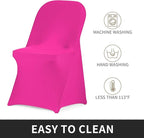 Peomeise Stretch Spandex Folding Chair Cover for Wedding Party Dining Banquet Event (Fuchsia,6pcs)