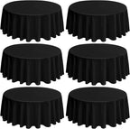 6 Pack Round Tablecloths - 90 Inch, Black Polyester Table Cover for Round Table, Stain and Wrinkle Resistant Washable Fabric Tablecloth, Polyester Tablecloth for Wedding Banquet Parties
