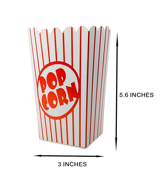 25 Pack Popcorn Boxes Movie Night Popcorn Bags for Party Red and White Popcorn Bags for Popcorn Vintage Snack Box Concession and Carnival Party Supplies, Individual Popcorn Bucket Containers (25)