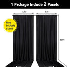 Black Backdrop Curtain for Party, Background Drapes Panels with Rod Pocket, Wrinkle Free Black Photo Curtains Backdrop Drapes Fabric Decoration for Wedding, Birthday Party Decor 5ft x 10ft, 2 Panels