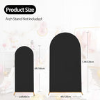 WEERRW Black Arch Backdrop Cover Set of 2 Spandex Fitted Round Top Chiara Backdrop Stand Stretchy Wedding Covering for Event Birthday Party Banquet Decoration (6FT, 7.2FT)