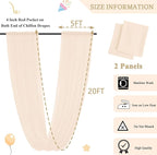 MODFUNS Champagne Ceiling Drapes for Parties 2 Panels 5FTx20FT Sheer Fabric for Draping Chiffon Curtain Ceiling Backdrop Wedding Arch Drapes Fabric Tulle Wedding Curtains Banquet Hall Tent Drapery