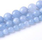 Dream Blue Chalcedony Stone Beads Gemstone Round Crystal Energy Jade Beads Stone Beads for Jewelry Making DIY Bracelet Necklace Jewelry Making 1 Strand 15.5inch 35PCS 10MM