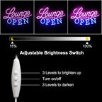 Lounge Open Neon Sign VIP Lounge Neon Light Pink Blue Letter LED Sign Dimmable Business Signs Light Up Signs for Bar Night Club Hotel Beauty Salon Decor