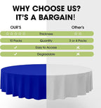 Pureegg Plastic Table Cloth Disposable 10 Pack, 84'' Round Table Cloths, Graduation, Patriotic Decorations, Thanksgiving, Veterans Day Tablecloths, Round, Plastic Cover, Leakproof & Sturdy, Royal Blue
