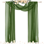 Socomi Olive Green Wedding Arch Draping Fabric 29" x 20Ft 2 Panels Sheer Outdoor Curtain Drapes Extra Long for Bridal Baby Shower Ceremony Birthday Party Decor