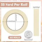 Masking Tape Bulk General Purpose Masking Painting Tape 55 Yards for Painting Home Office School Stationery Arts Crafts Basic Use, Easy Removal(60 Rolls,0.8 Inch)