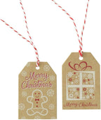 100 Pack Brown Kraft Paper Christmas Gift Tags， Xmas Brown Kraft Gift Tags with Jute Twine Baker Twine for DIY Xmas Holiday Present Wrap Stamp and Label Package Name Card