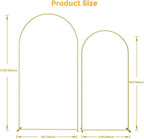Metal Arch Backdrop Stand, 7.2FT+6FT Wedding Arch Frame, Gold Wedding Arch Backdrop Stand Set of 2, Balloon Arch Backdrop for Wedding Birthday Party Baby Shower Graduation Ceremony Decor