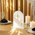 Arch Wedding Table Numbers 1-15 with Stands, 5" X 7" Double Sided Acrylic Wedding Sign Holders, Durable Non-Fading Table Number for Wedding Reception, Events, and Centerpieces