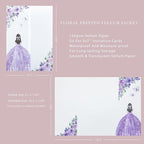 PONATIA 50 PCS Vellum Jackets for 5x7 Invitations - Vellum Paper 5x7 Jackets - 135GSM Purple Girl Flowers Quinceanera Invitation Transparent Wraps (Purple Girl)