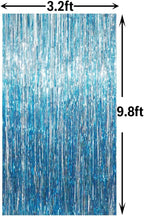 GOER 3.2 ft x 9.8 ft Metallic Tinsel Foil Fringe Curtains Party Photo Backdrop Party Streamers for Birthday,Graduation,New Year Eve Decorations Wedding Decor (Light Blue,1 Pack)