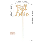 24 PCS Fall in Love Cupcake Toppers Glitter Fall Theme Bridal Shower Cupcake Picks for Autumn Wedding Engagement Anniversary Birthday Bridal Shower Party Cake Decorations Supplies Champagne Gold