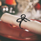 Pack of 6 Napkin Rings Alloy Hollow Out Flower Napkin Holder Dinning Table Napkin Ring for Dinner Parties Wedding Banquet Table Setting Family Gatherings Table Decor（Black，6）