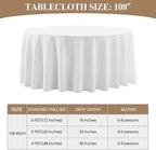 Round Tablecloth 8 Pack 108 Inch White Tablecloths Washable Decorative Linen Polyester Table Clothes Cover for Dining Table Banquets Buffet Parties and Wedding