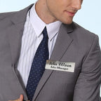 Custom Engraved Name Tag Badges for Business, Personalized Identification with Pin, Magnetic, Adhesive, or Blank Backing, 1"x3", Silver/Black Text