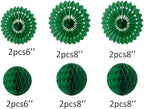 12pcs 6’’ 8’’ Honeycomb Balls Tissue Paper Fans Party Honeycomb Ball Fans Wall Tissue Pom Poms Flower Balls Hanging Paper Fans For Party Baby Shower Birthday Wedding Nursery Wall Decor(dark green set)