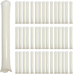 48pcs Round Head Boom Sticks Thunder Sticks Cheering Sticks Team Spirit Plastic Cheerleading Spirit Stick Clapper Inflatable Noise Maker Sports Supply (White)