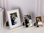 8 x 10'' Heavy-Duty Zinc Alloy Gold Photo Frames with Acid Free Mat for 5x7'',Wave Design Gold Picture Frame 8x10'' with Black Velvet Back