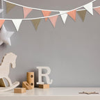 Oudain 15.5 ft Pennant Banner Flags, 2 Pcs Nursery Garland Triangle Bunting Flag Baby Banner for Nursery Decor Baby Birthday Boho Wedding Shower Party Event, Each 7.75 ft(Pastel Color)