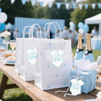 100Pcs Gift Tags with String Oh Baby Sign Blue Baby Clothes Large Gift Tags with 65 Ft Jute Twine Cute Tags White Paper Gift Tag for It's a Boy Gender Reveal Baby Shower Party Gift Wrap Tag