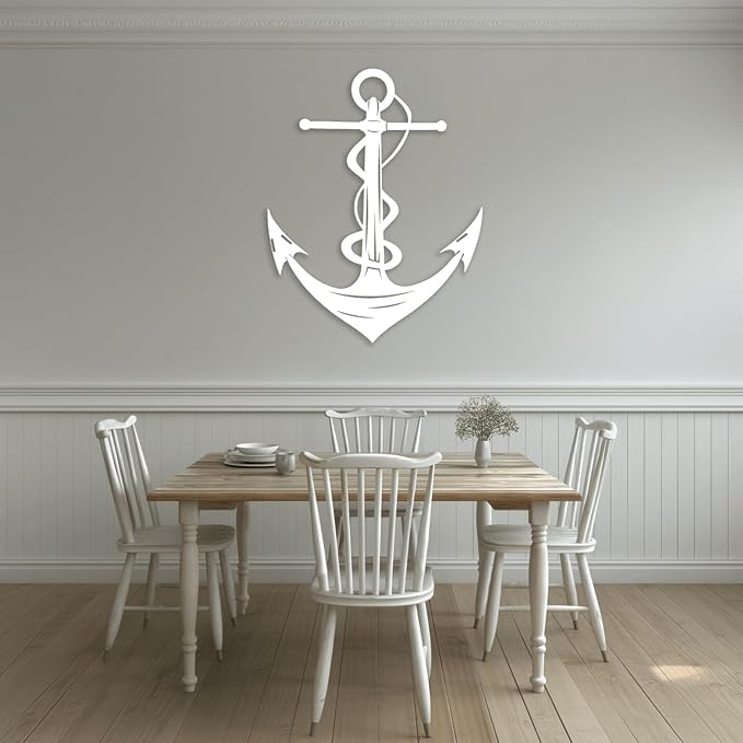 XXQ Anchor Metal Wall Decor, Anchor Metal Wall Art for Bedroom Living Room Dorm Antique Anchor Wall Decor Antique Metal Anchor Farmhouse Decor (Whhite, 32" x 48" / 81 x 121cm)