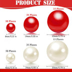 200 Pcs Vase Filler Beads White and Red Pearl Beads for Vase No Hole Pearls for Centerpieces Vases Home Table Party Decor Wedding DIY 8/14/20mm