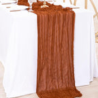 MLMW 6 Pack Fall Thanksgiving Table Runner Cheesecloth Autumn Harvest Rust Terracotta Cheese Cloth Boho Gauze 160 inch Table Runner 13.3ft for Wedding Party Baby Bridal Shower Birthday