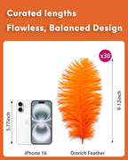 NEWONG 30pcs Orange Ostrich Feathers Natural Bulk 9-12in（23-30cm） Vase Craft Wedding Home Party Centerpieces Christmas Day Decoration